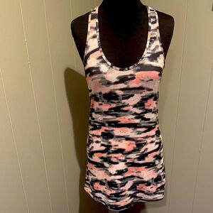 Lululemon color wash pink/black/white stretch jersey long racerback tank.